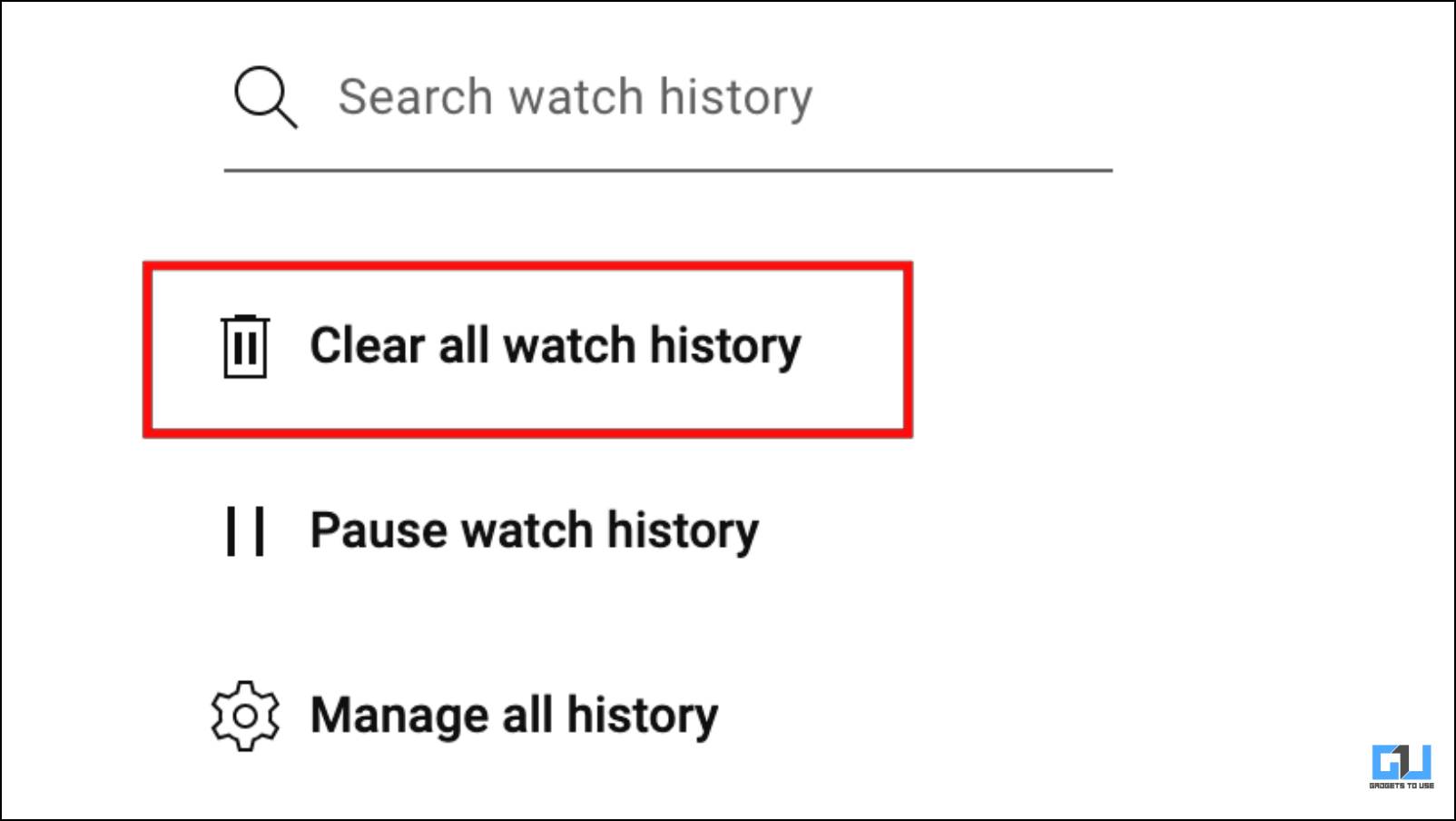 Disable youtube search cheap history