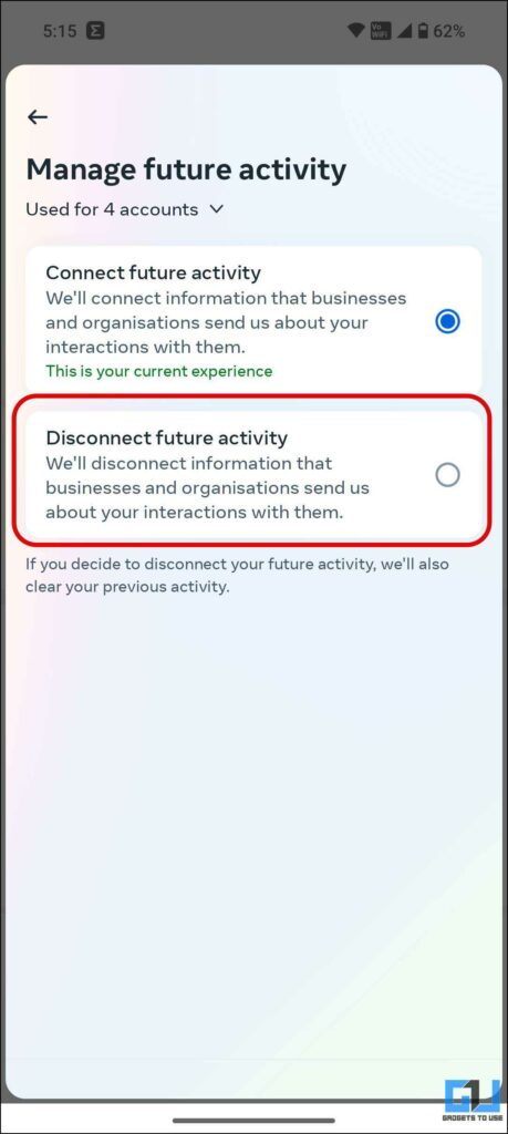 Disconnect Future activity