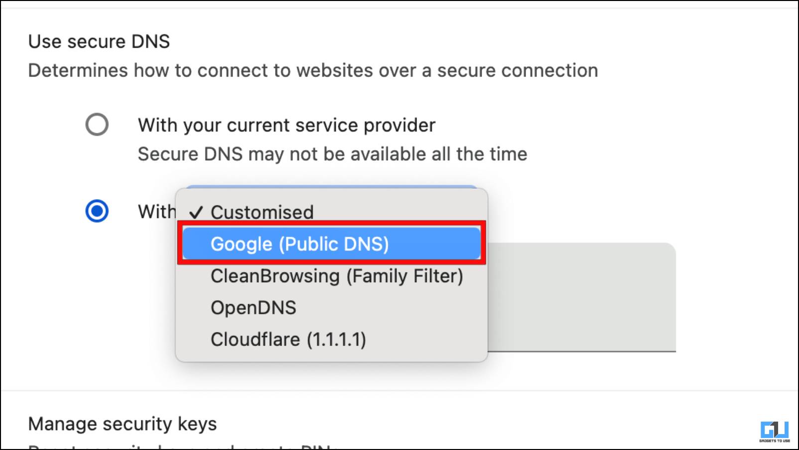 Choose a Global DNS Service in Chrome