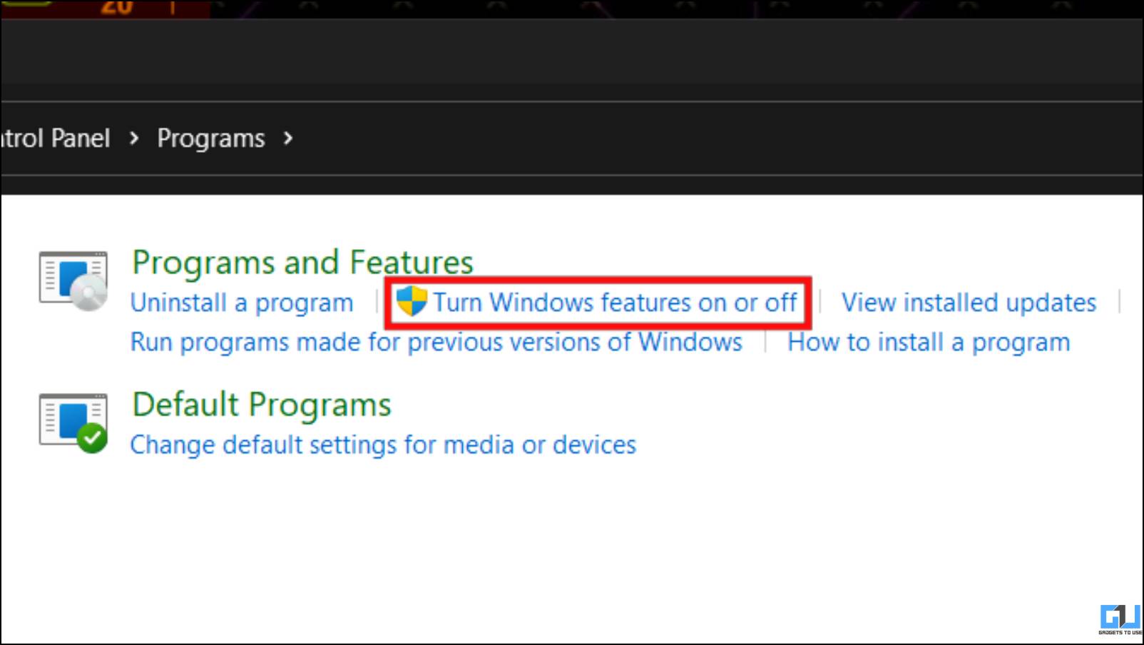 Go to Turn Windows Features On or Off under Programs and Features