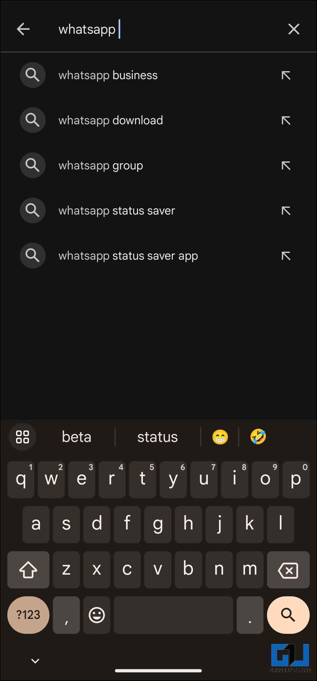 Search for WhatsApp on the Google Play Store