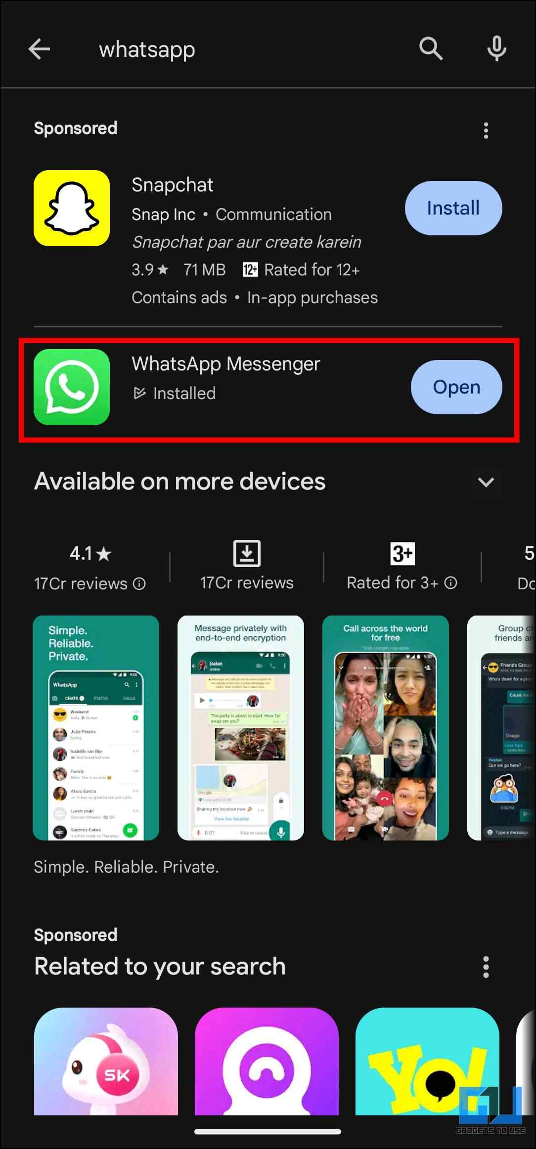 Go to the WhatsApp Messenger App Page