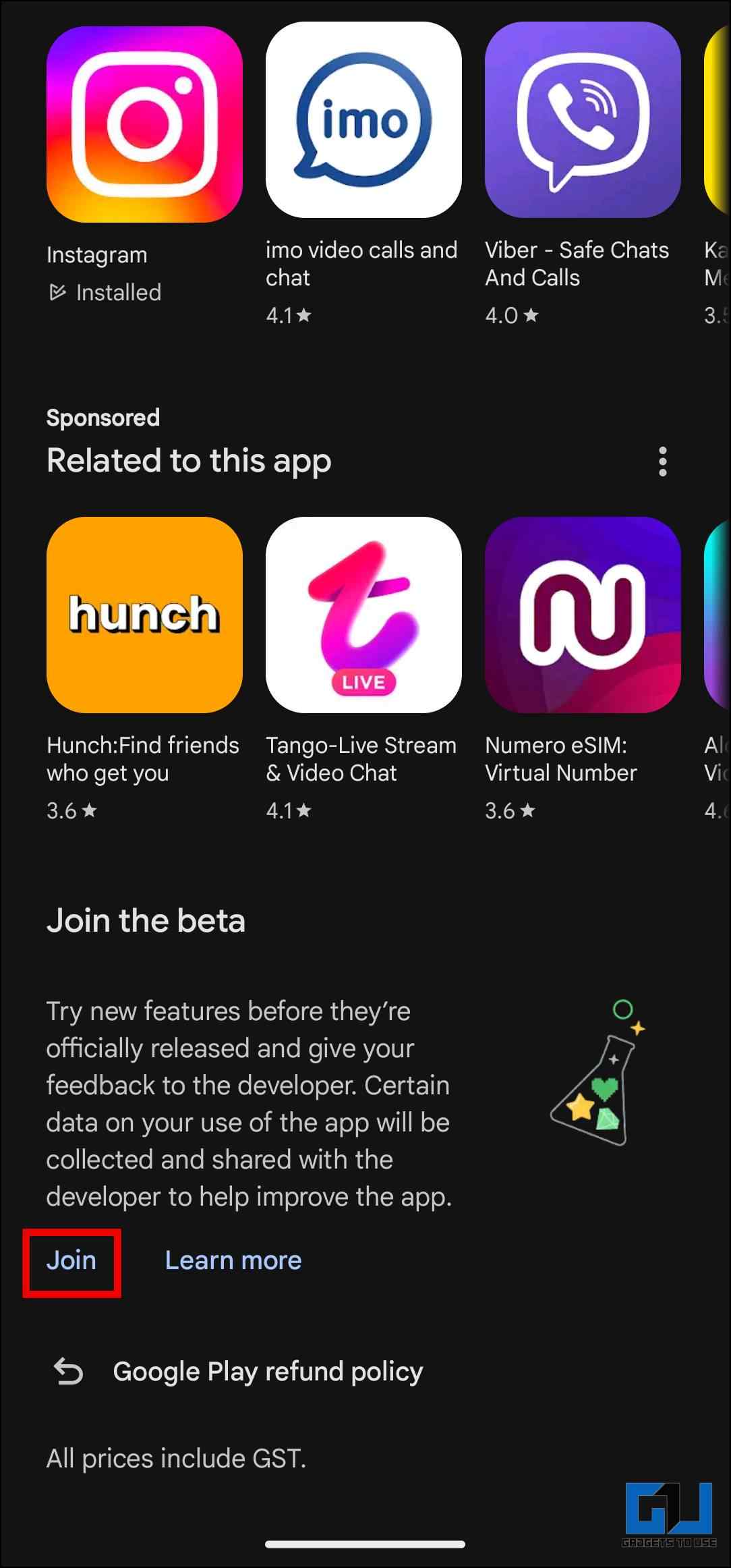 Tap on Join to Get WhatsApp Beta Updates