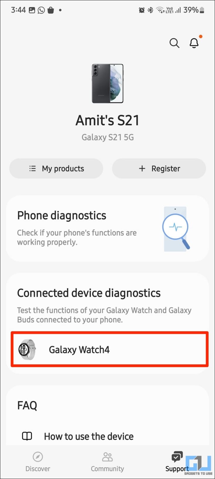 Tap your Galaxy Watch under Connected device
