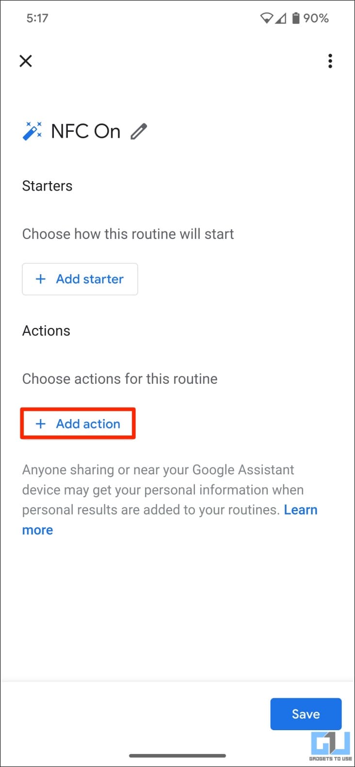Select Add Action