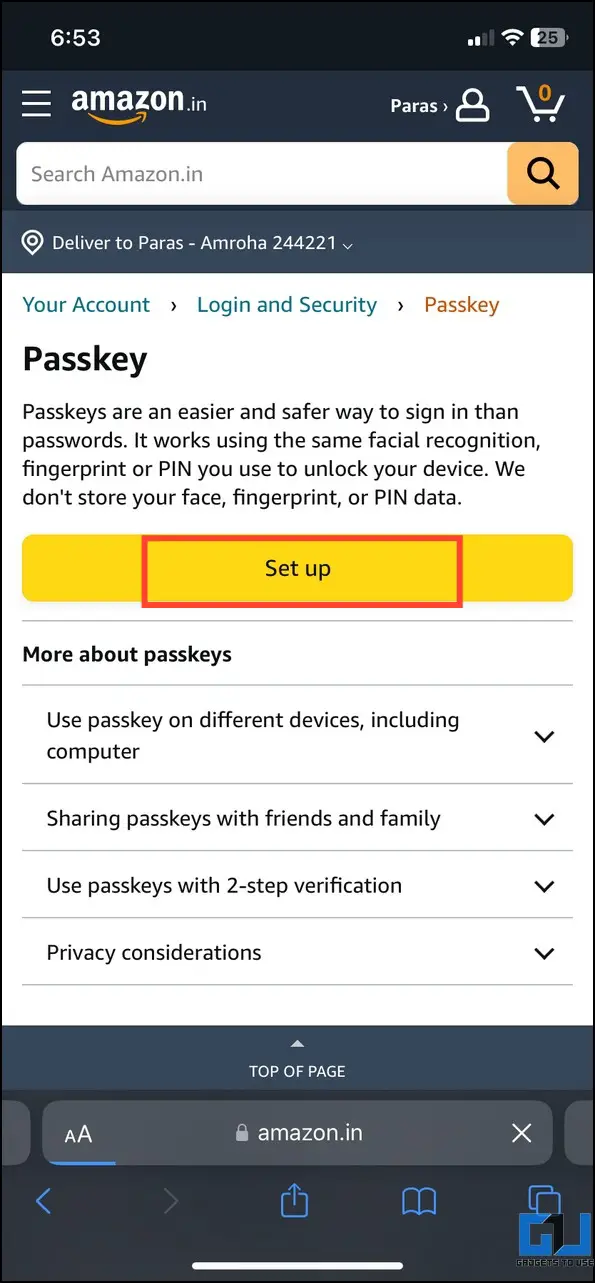 Set up your Passkey