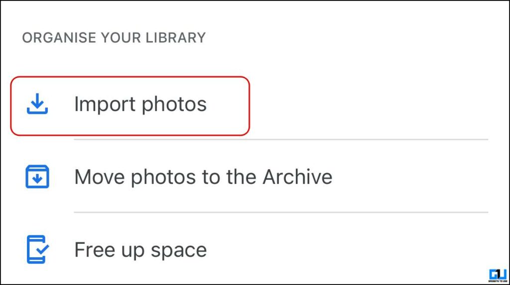 Tap on Import photos