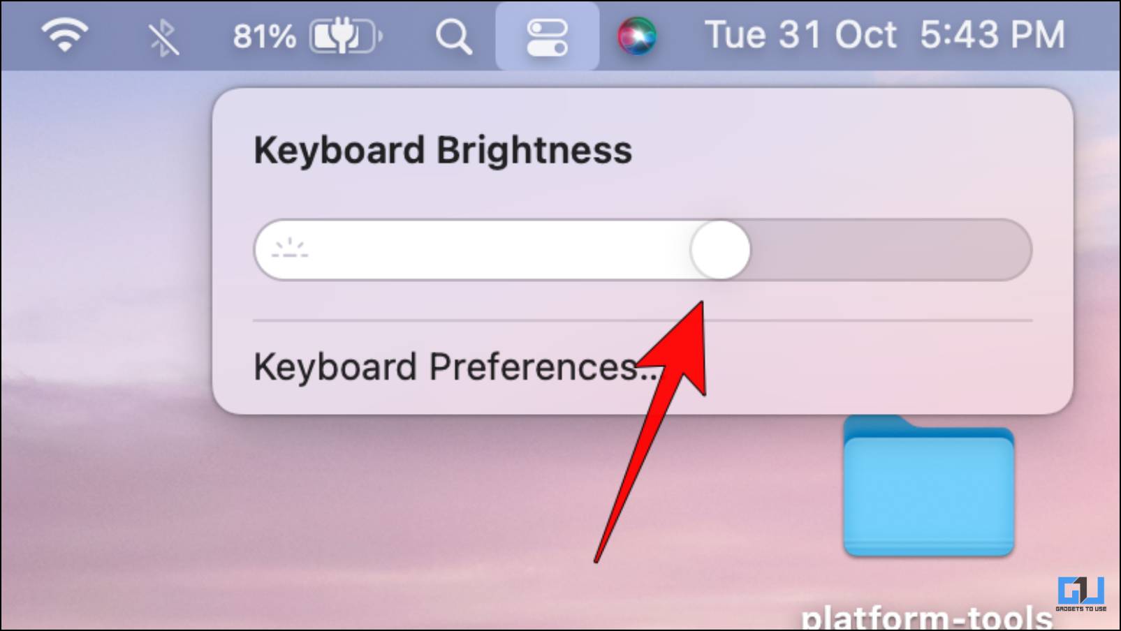 Change Brightness of the Keyboard Backlight using the Slider
