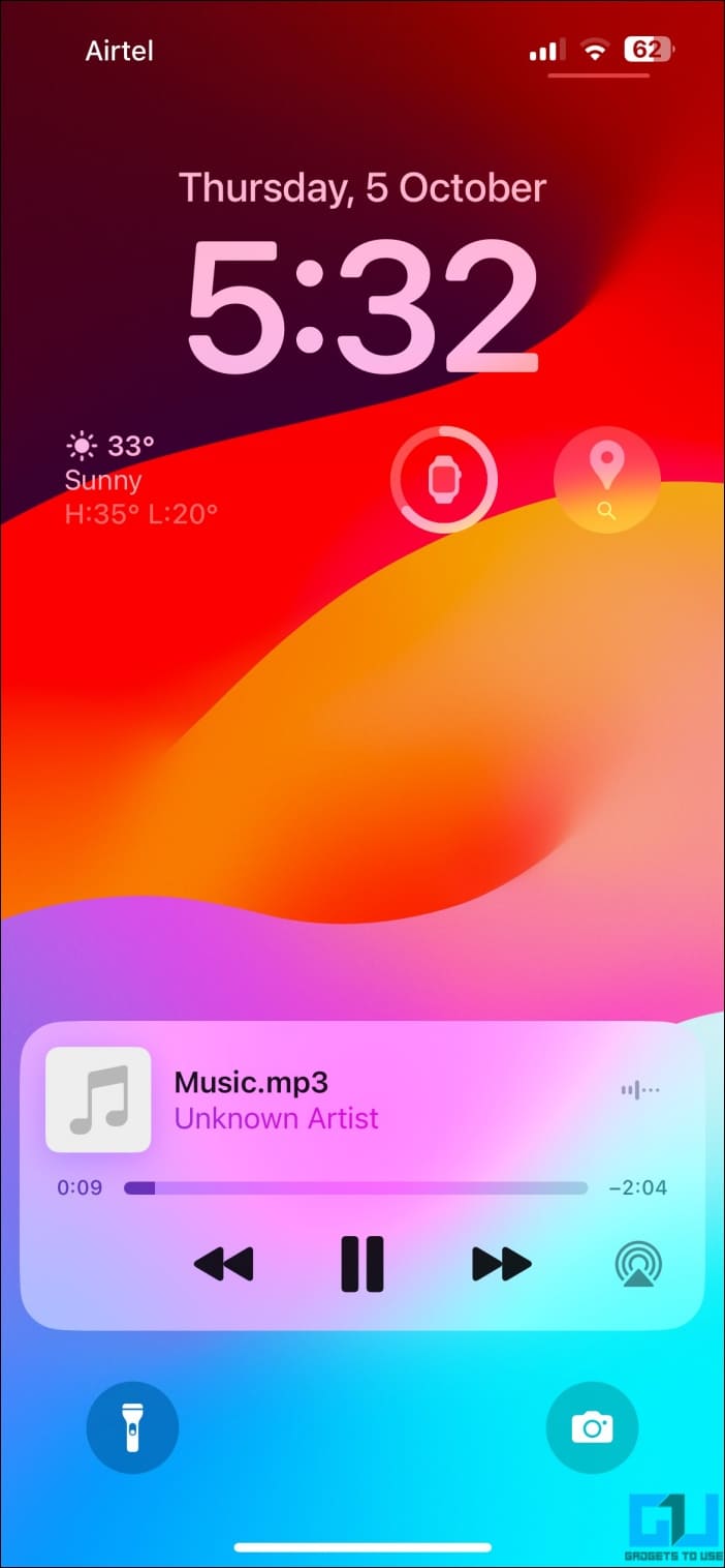 iPhone Lock Screen Showing Telegram Music Playing