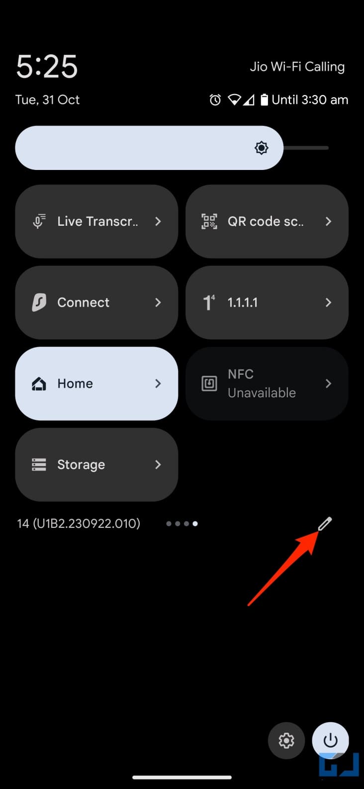 Tap Pen icon in Quick Settings Panel
