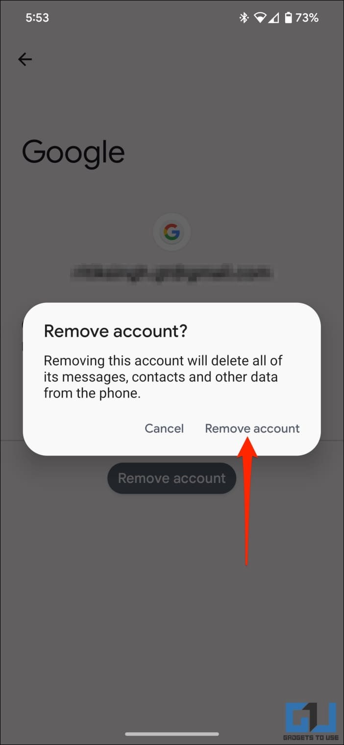 Tap Remove Account