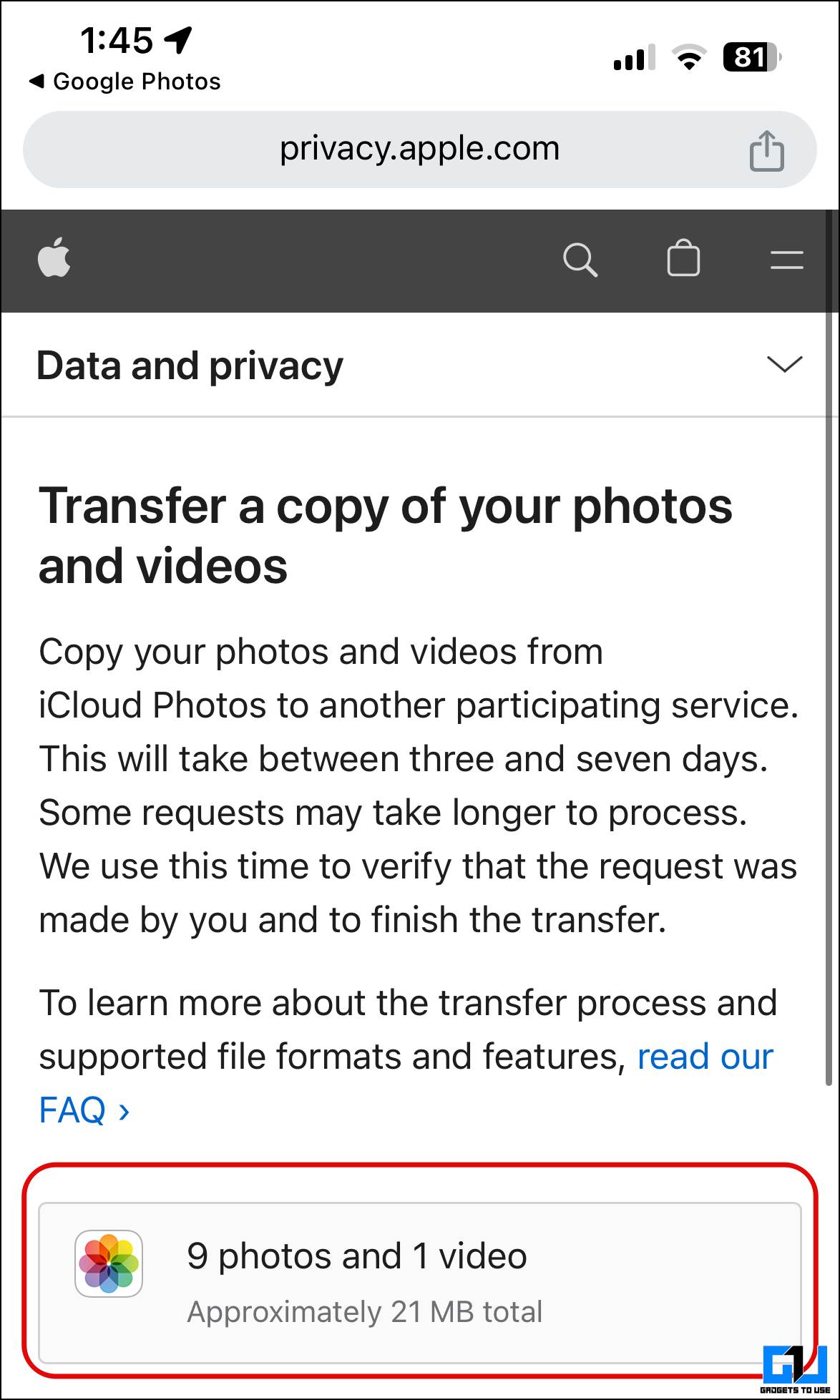 Number of Uploaded Photos and Videos in iCloud