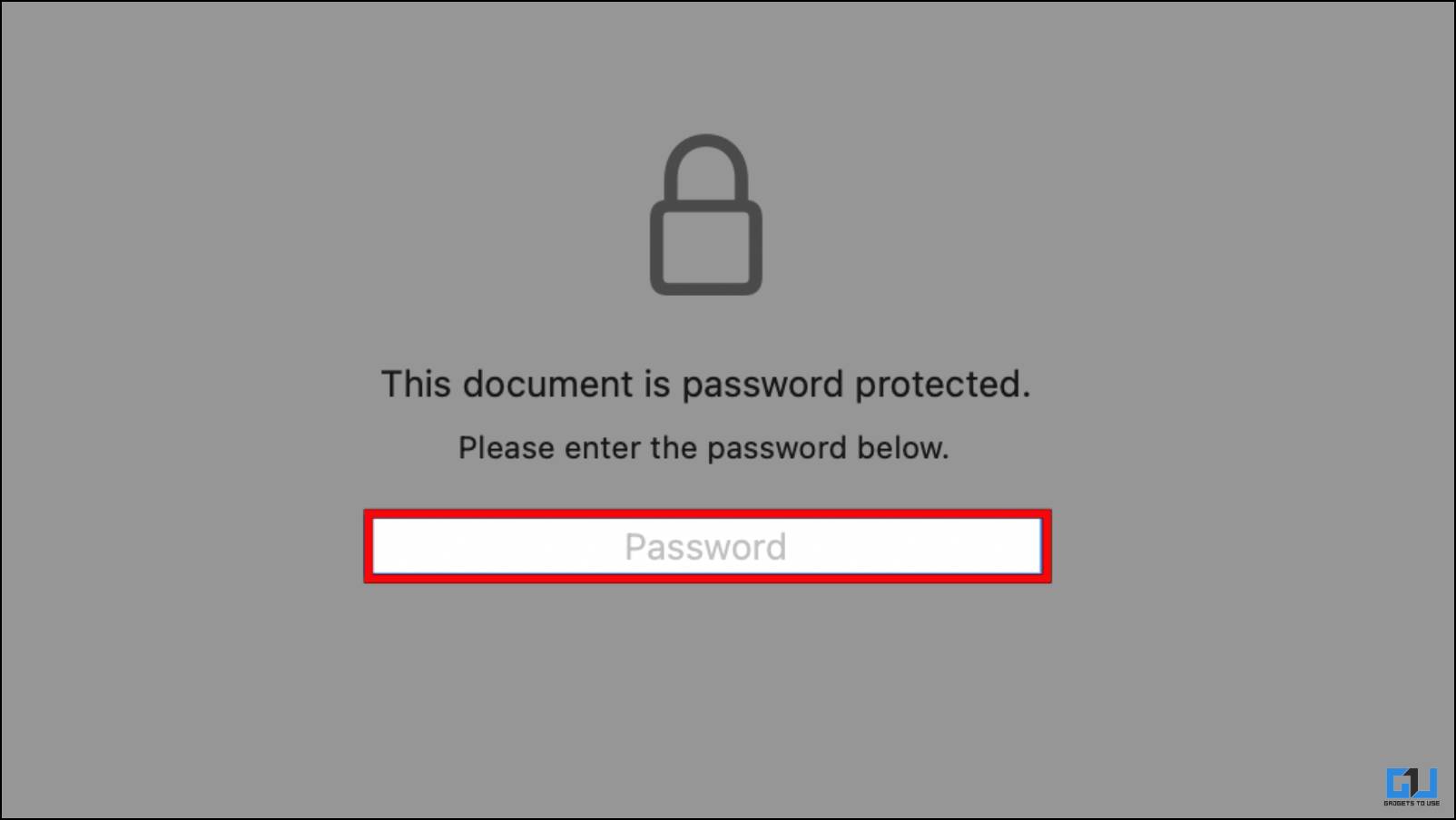 Enter Password to Unlock PDF
