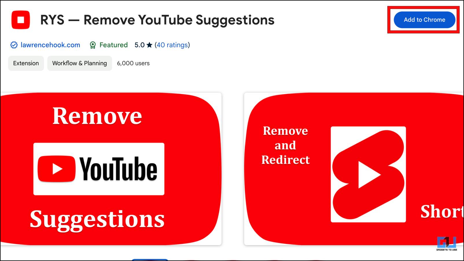 Add Remove YouTube Suggestions Extension in Chrome