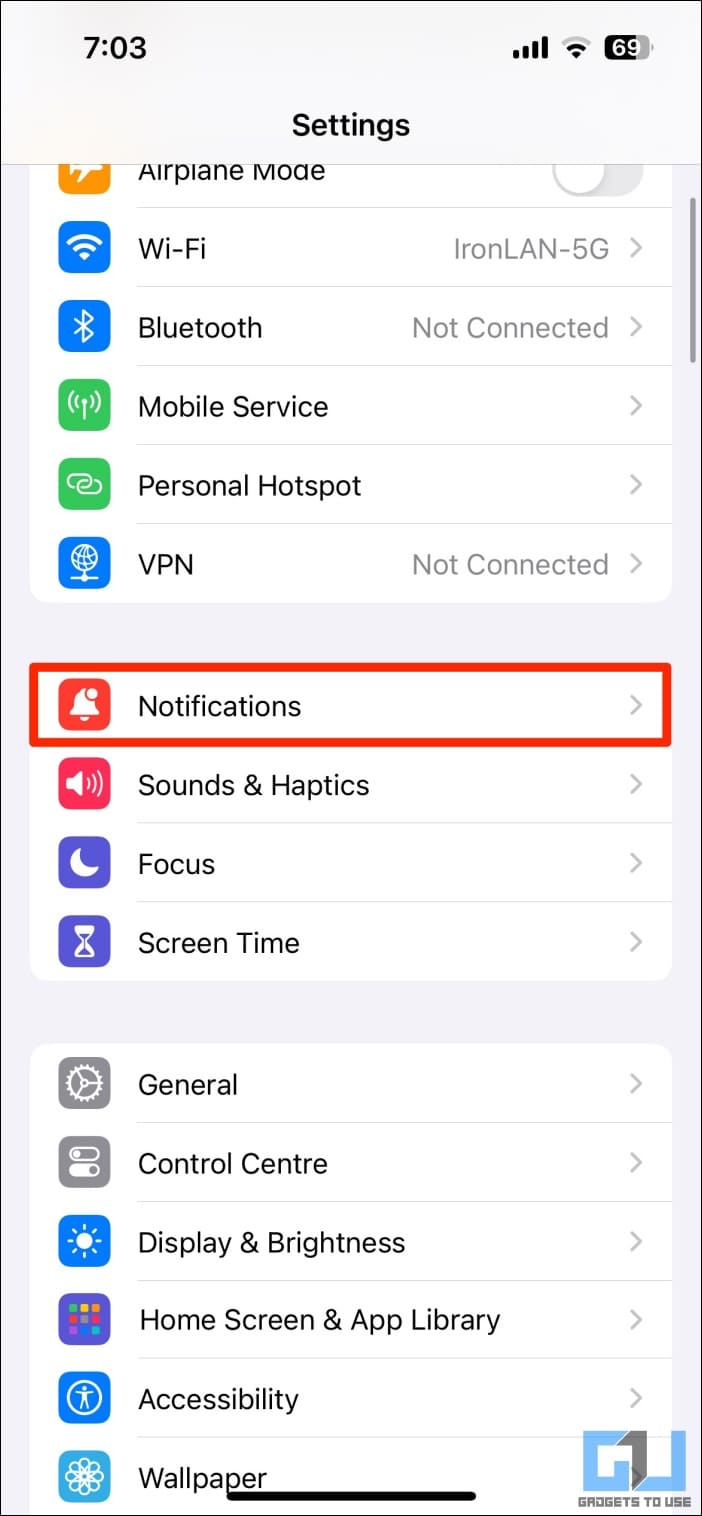 In Settings, select Notifications