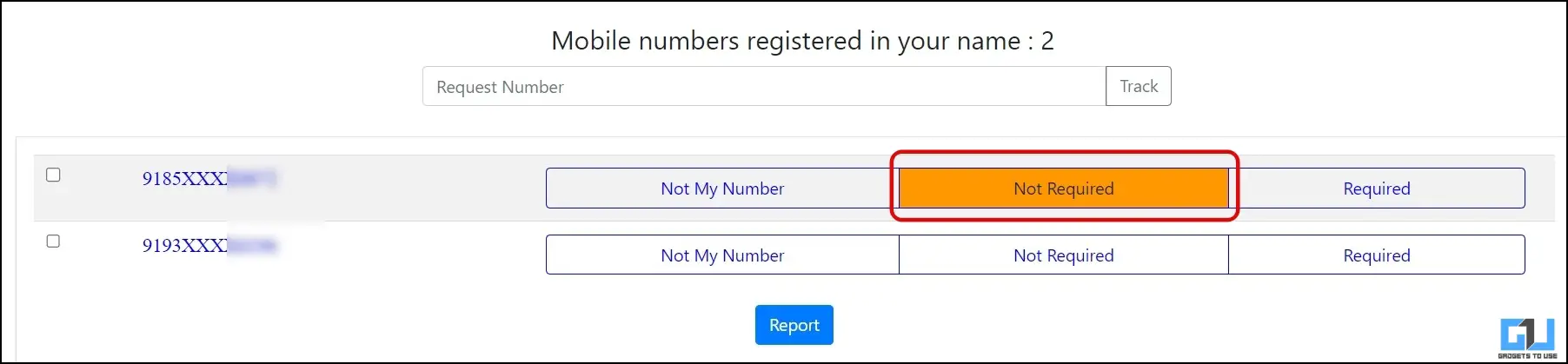Mark numbers not in use by clicking not required