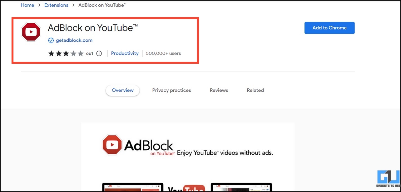 Install Adblocker on YouTube extension