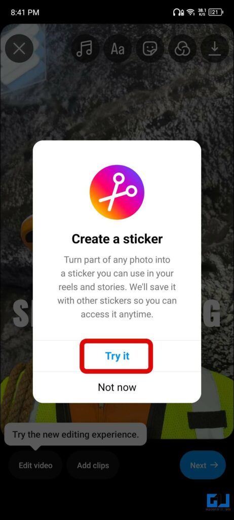 Create Sticker pop-up