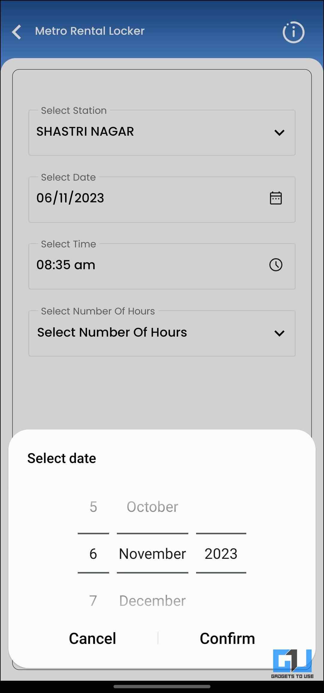 Select Locker booking Date