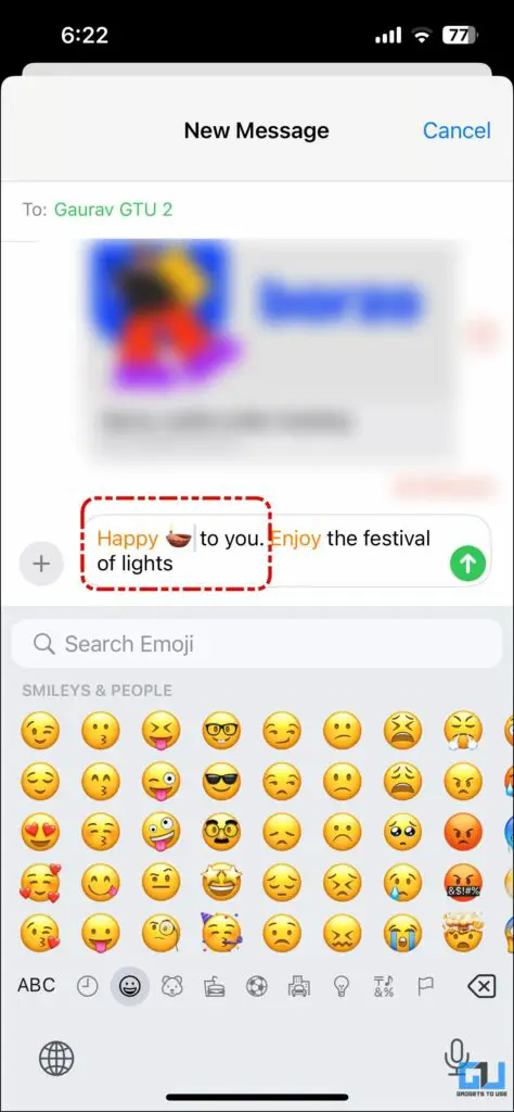Text is replaced with emoji