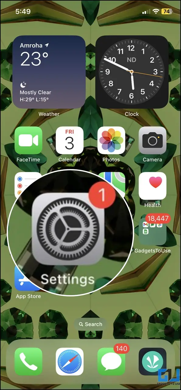 Go to iPhone settings
