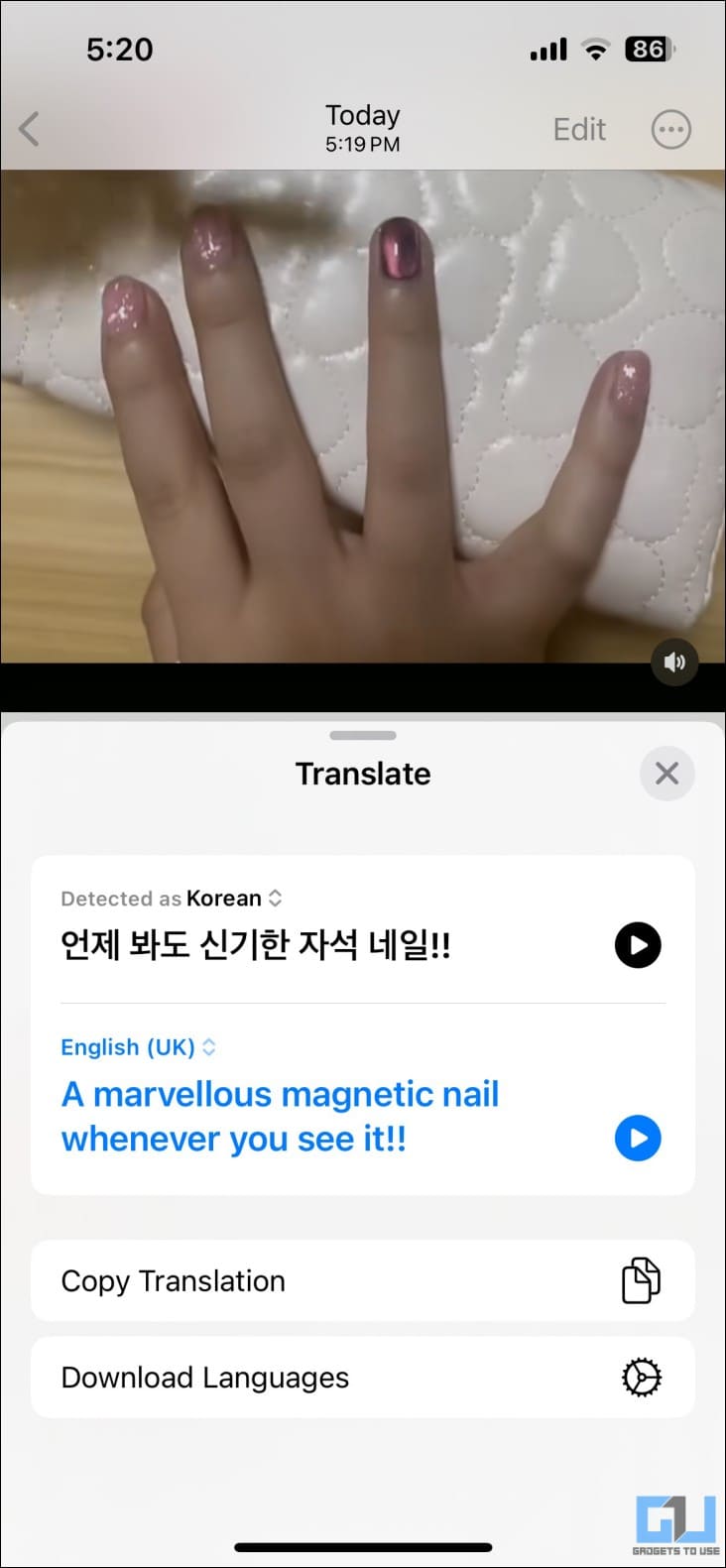 Instagram content translated from Korean to English