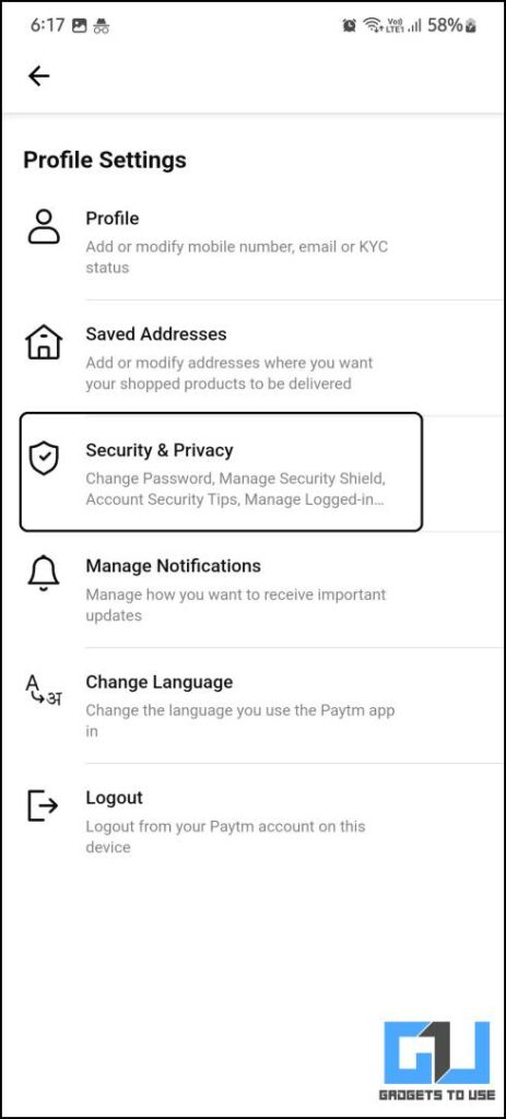 Go to Security & Settings