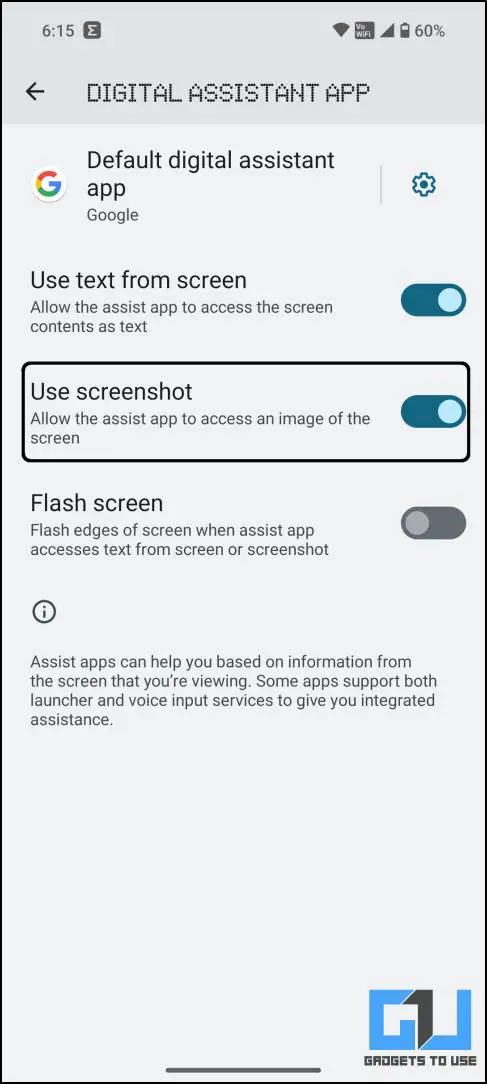 Enable Use Screenshot