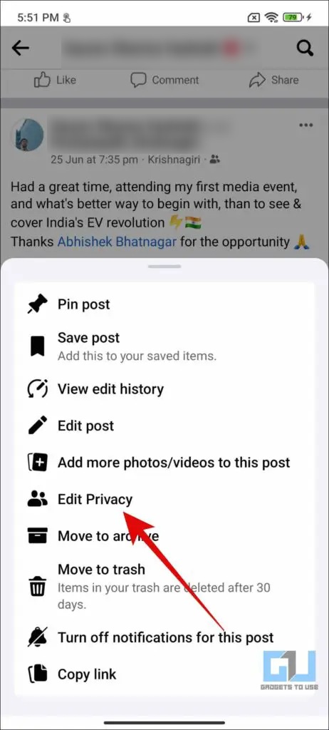 Edit Facebook post privacy