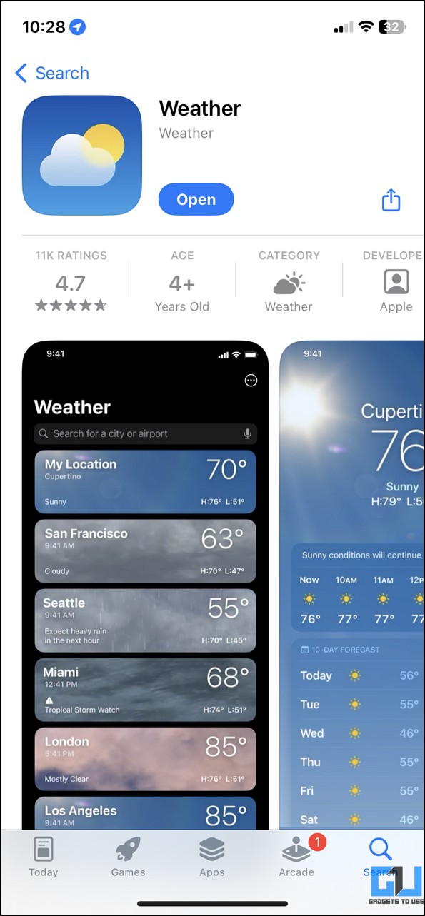 Install the Weather app from App Store