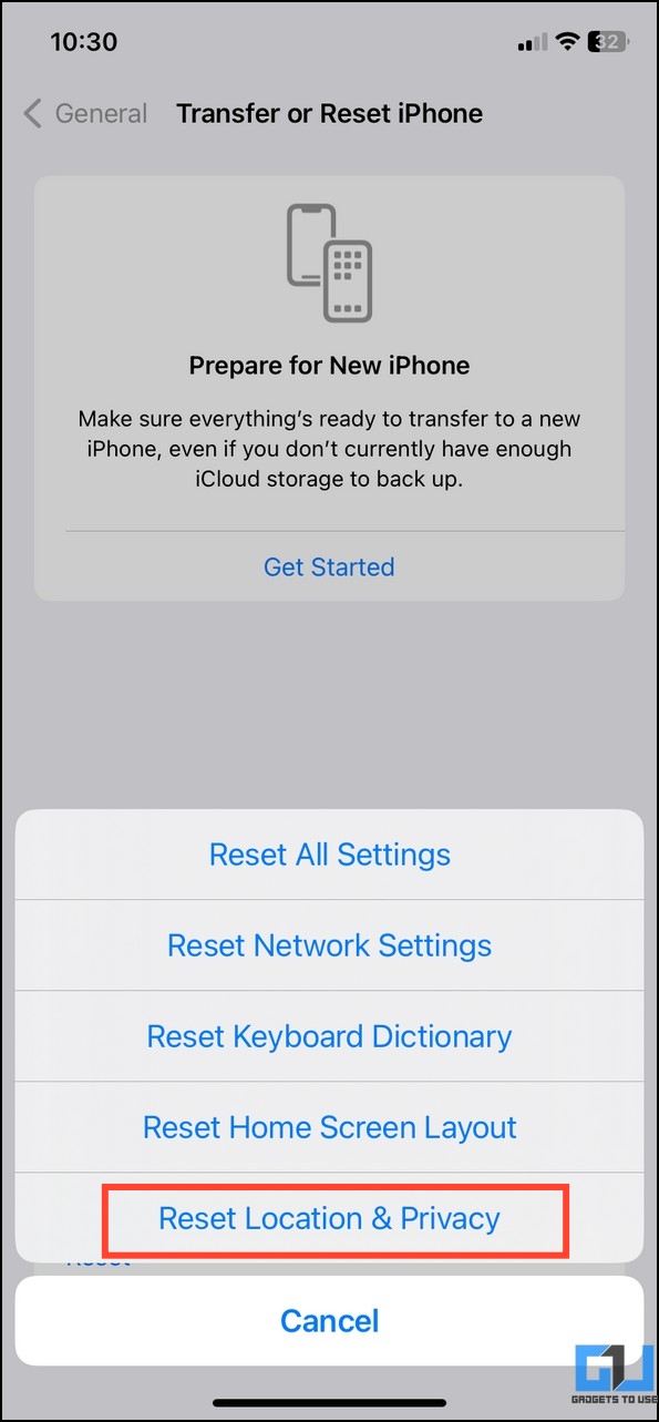 Reset the Location & Privacy on your iPhone