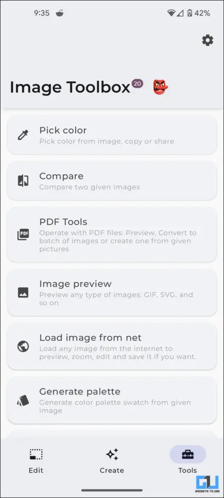 Features of Image toolbox