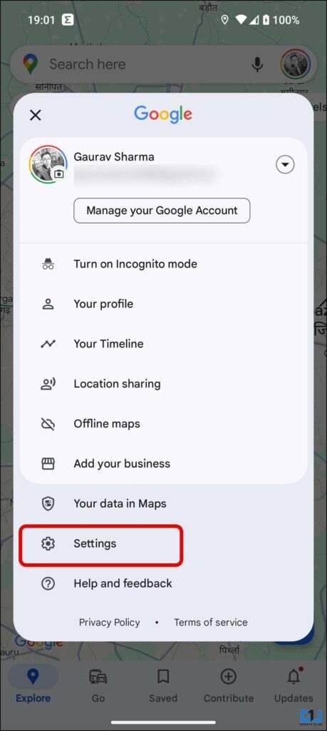 Go to Google Maps settings