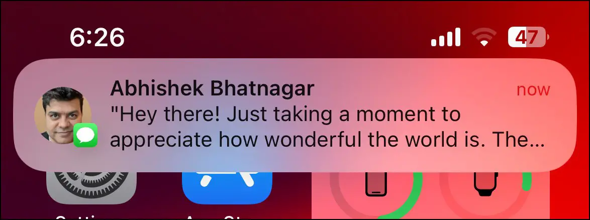 Message Notification on iPhone