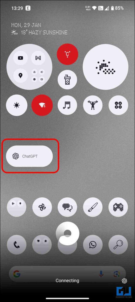 ChatGPT app shortcut on Nothing Phone (2) home screen