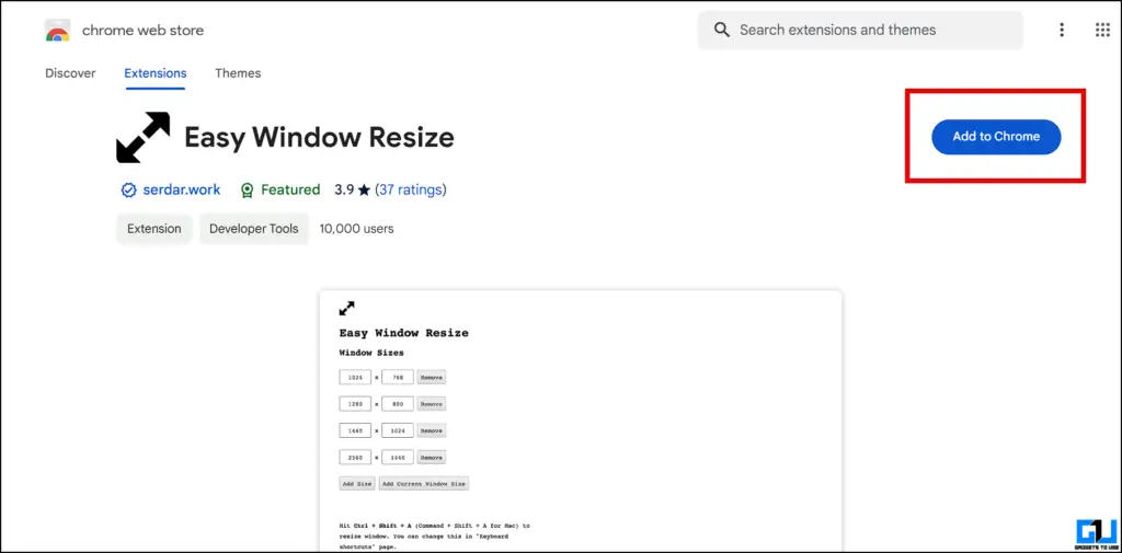 Install the Easy Window Resize Extension from Chrome Web Store