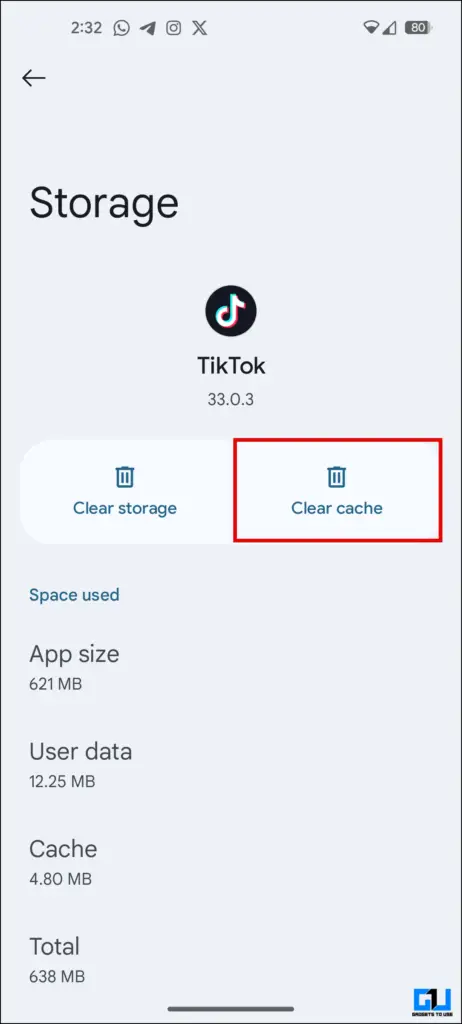Clear App Cache of TikTok app