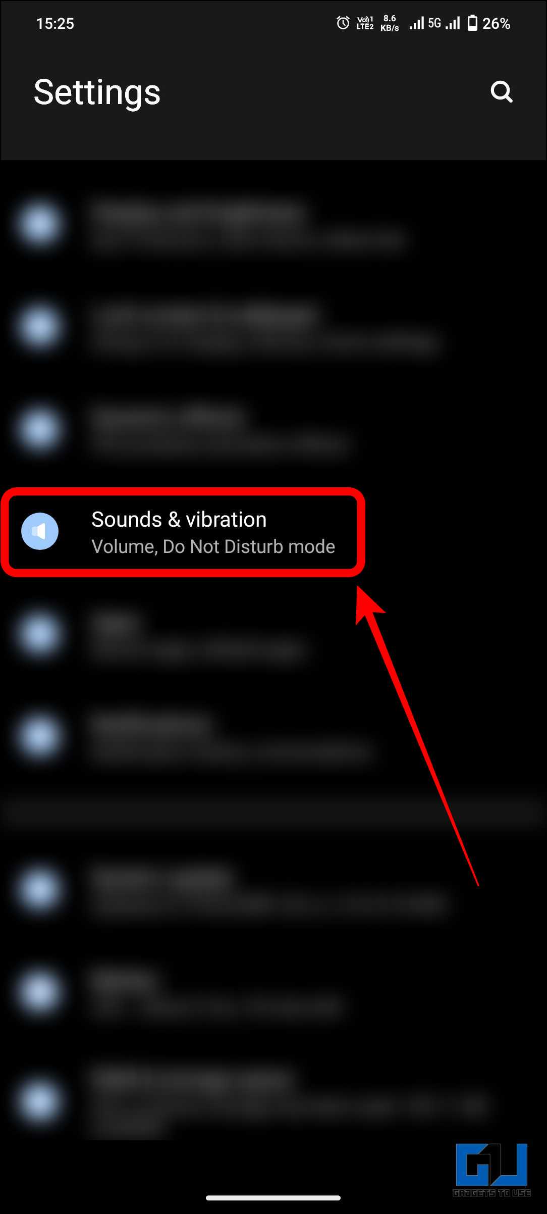 Sound and Notification option in Settings