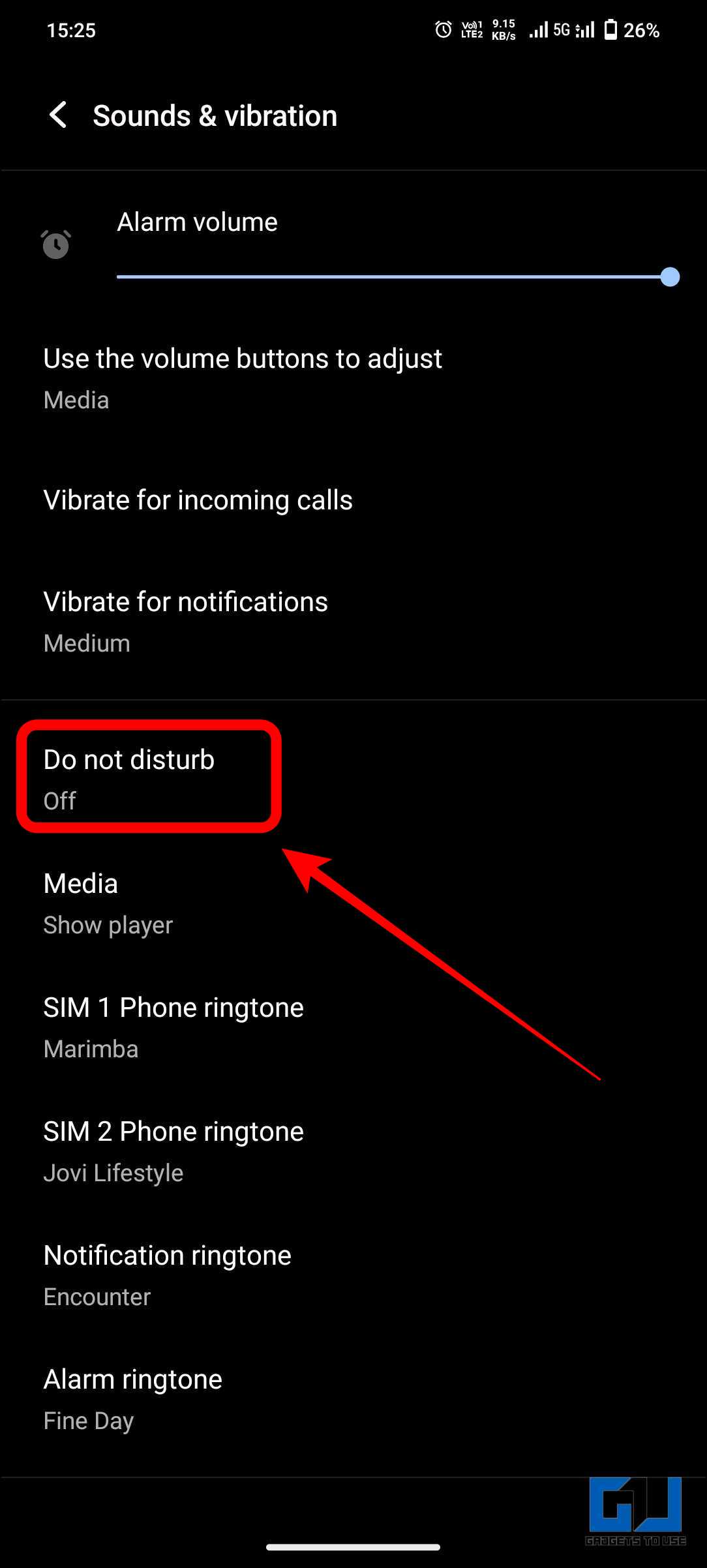 Enable Do Not Disturb mode on Android