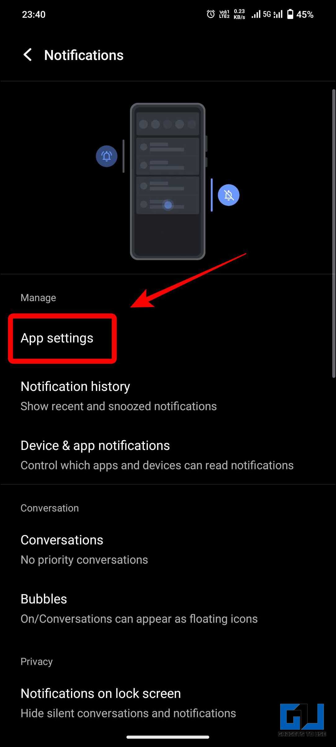 App Notification Settings on Android