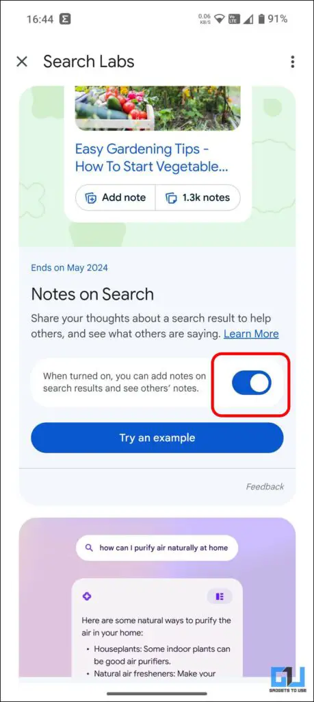 Enable Notes on Search