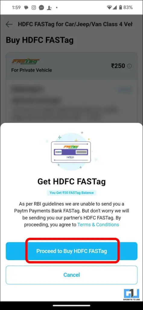 Proceed to Buy HDFC FASTag