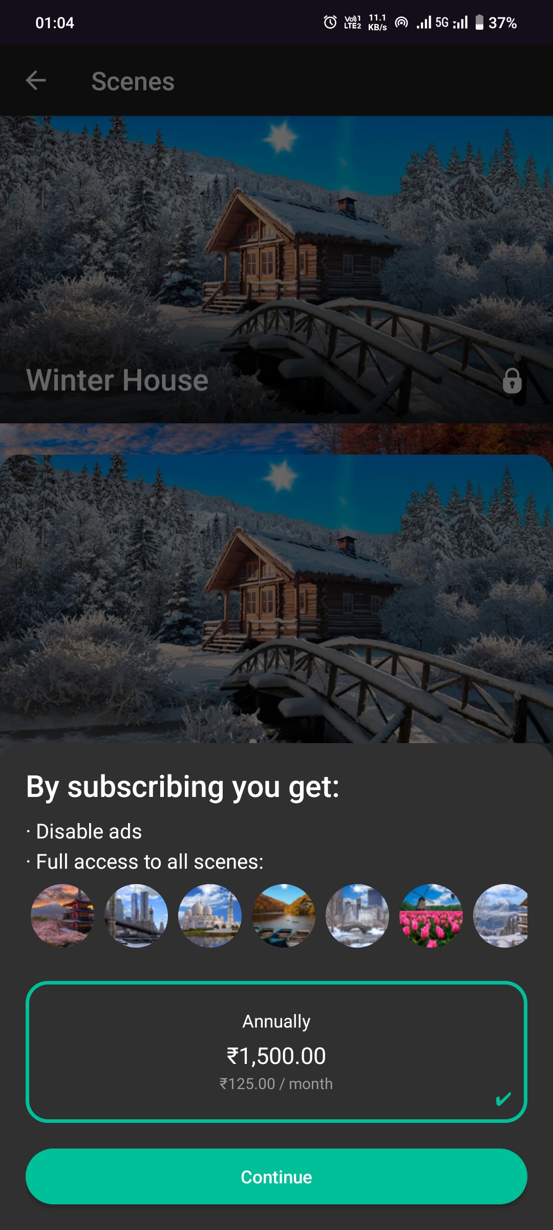 Subscription plan of Weather Live Wallpaper app