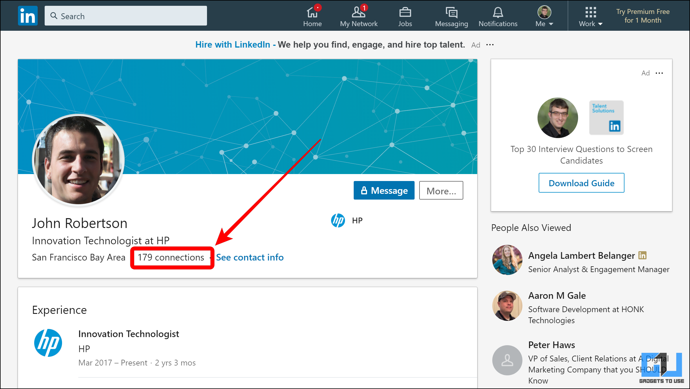 Check the LinkedIn Connections