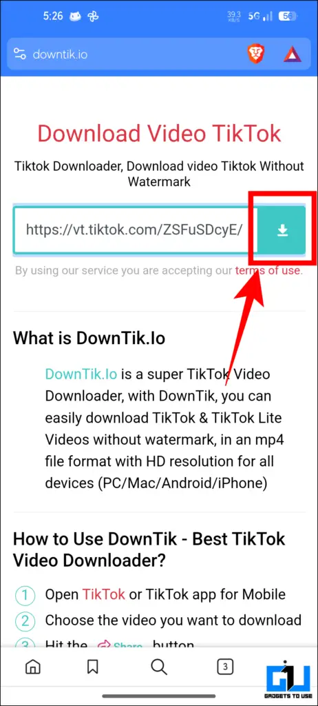 Download button highlighted in red