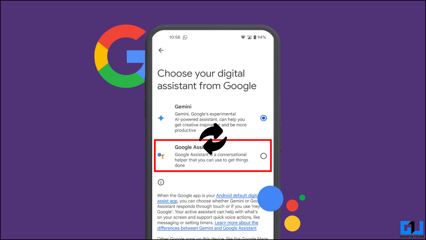 2 formas de cambiar al Asistente de Google desde Gemini en Android
