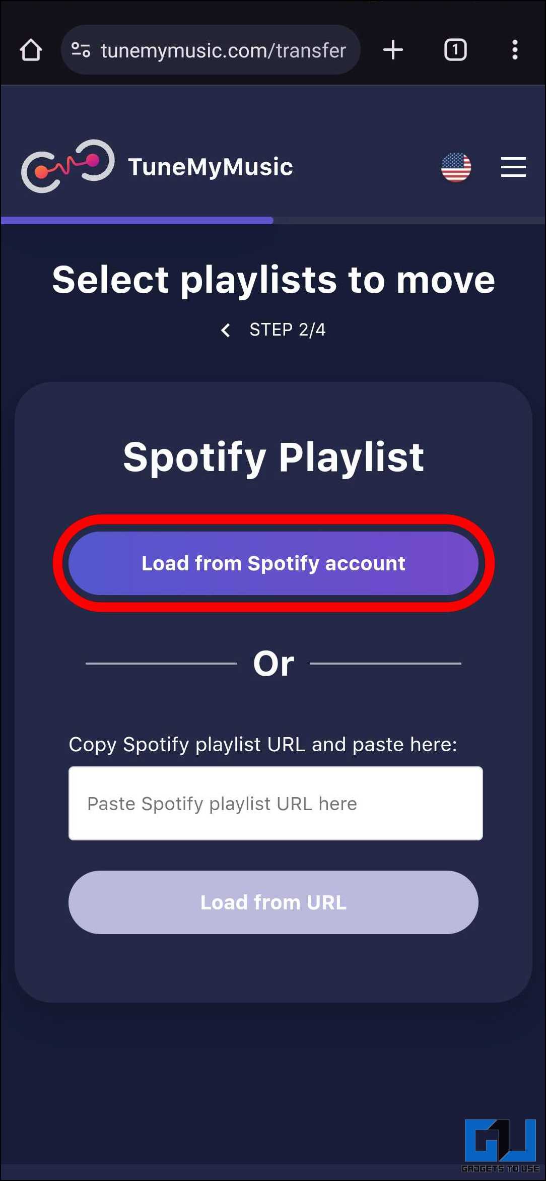 Spotify سے نیلے رنگ میں لوڈ کریں۔