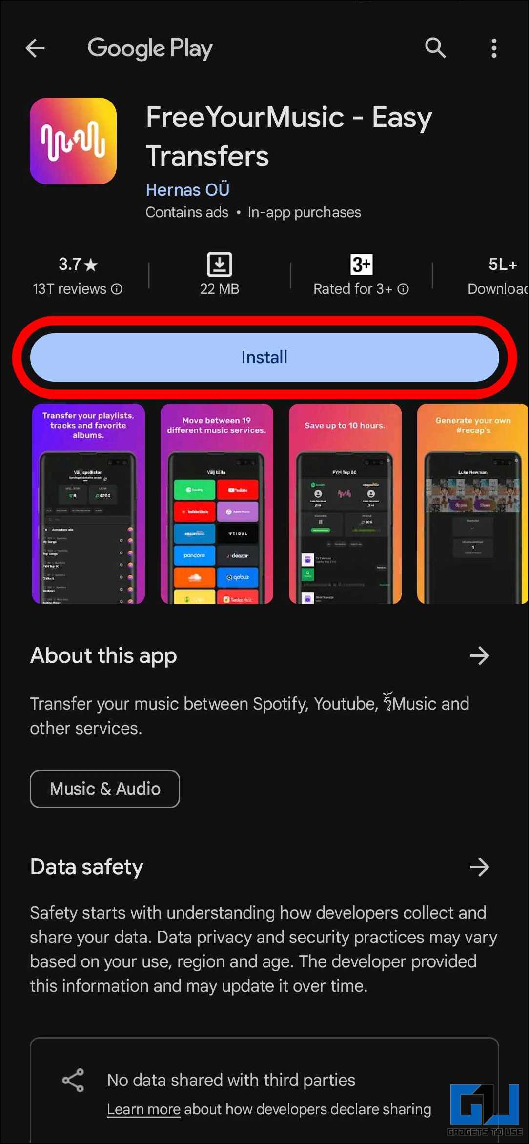 Free Your Music app on Google Play Store