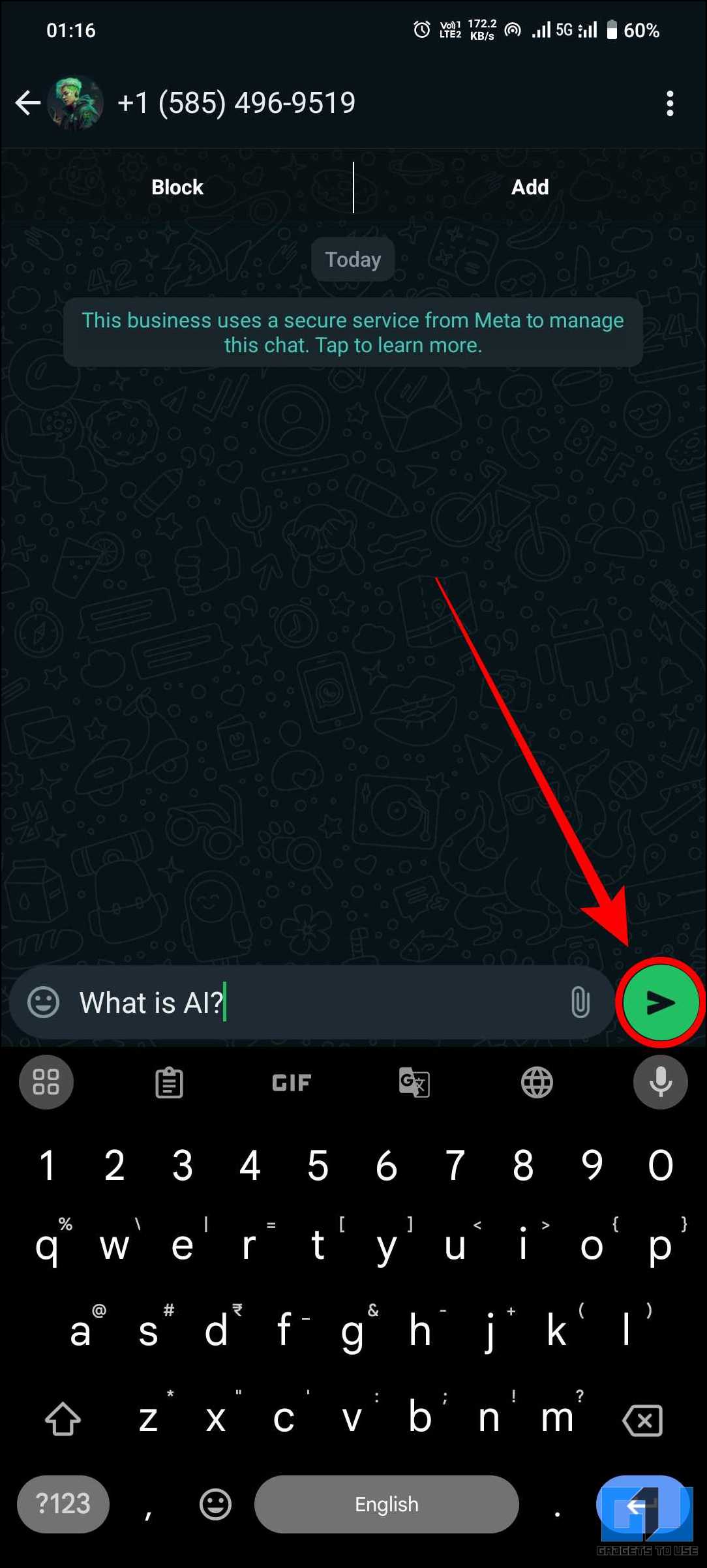 Send button highlighted in red.