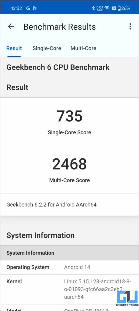 Geekbench CPU Benchmark OnePlus Nord CE 4